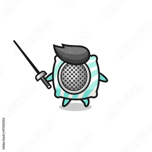 pillow earth cartoon as fencer mascot