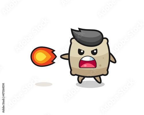 cute sack mascot is shooting fire power © heriyusuf