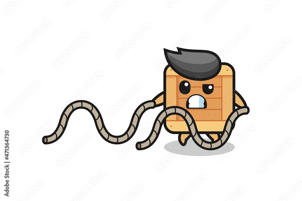 illustration of wooden box doing battle rope workout