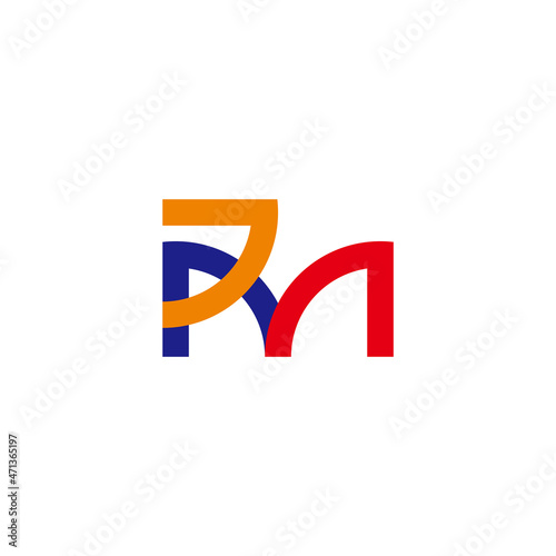 letter pm linked line geometric simple colorful logo vector