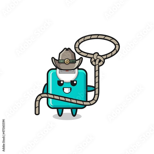 the weight scale cowboy with lasso rope