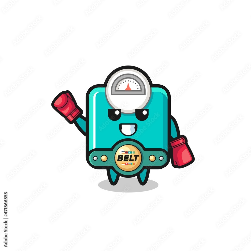 weight scale boxer mascot character weight scale boxer mascot character