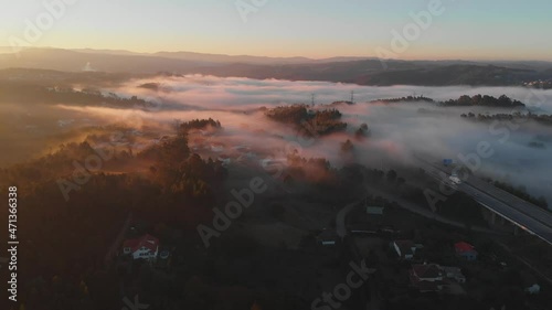 fog on a beautiful sunrise