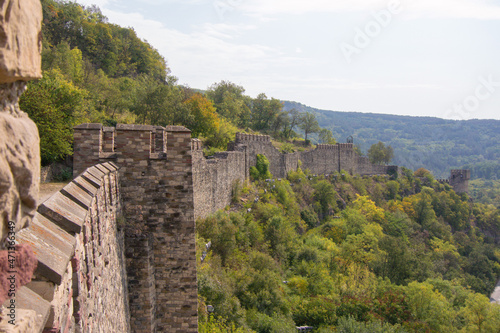 Fortified wall of Tsarevets fortress in Veliko Tarnovo, Bulgaria photo