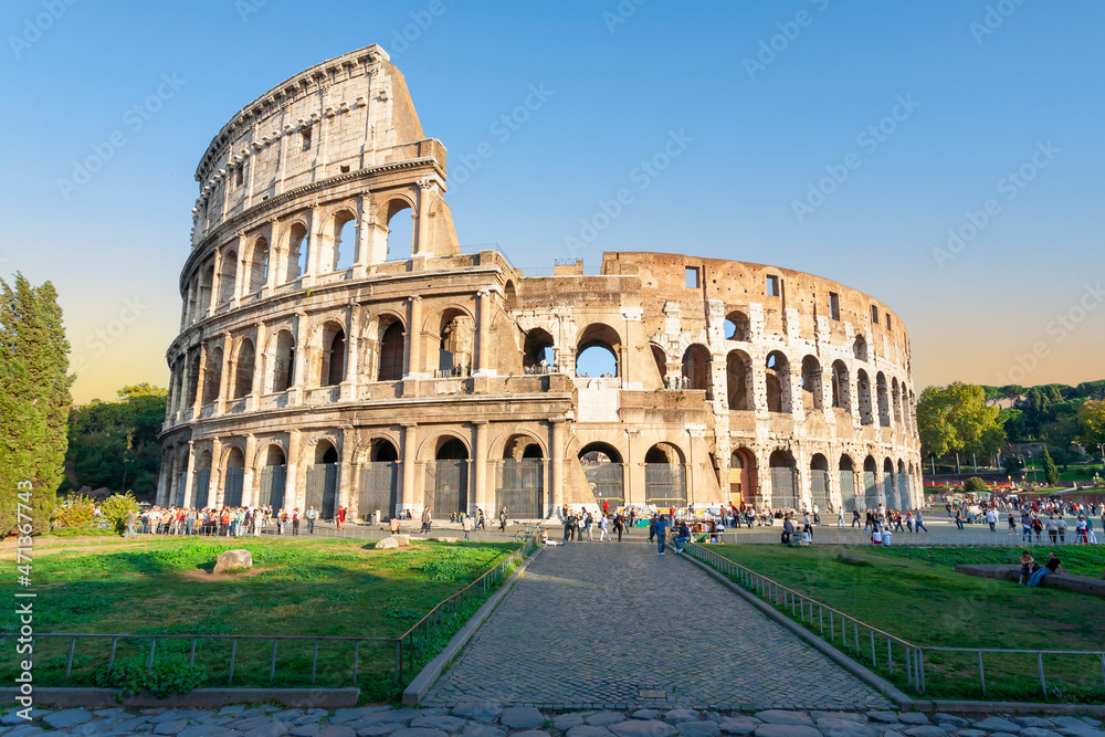 Naklejka premium Coliseum or Flavian Amphitheater: the most famous monument of Italy