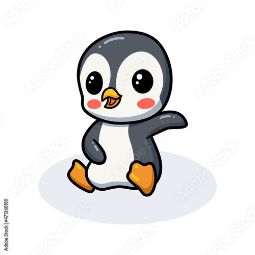 Cute little penguin cartoon sitting
