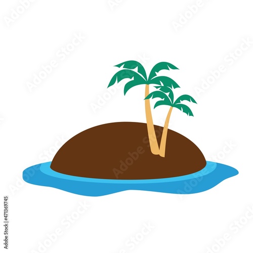small island in the middle of sea with coconut tree vector design