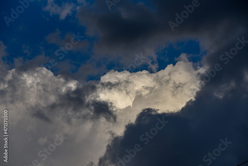 The big powerful storm clouds before a thunderstorm at sunset