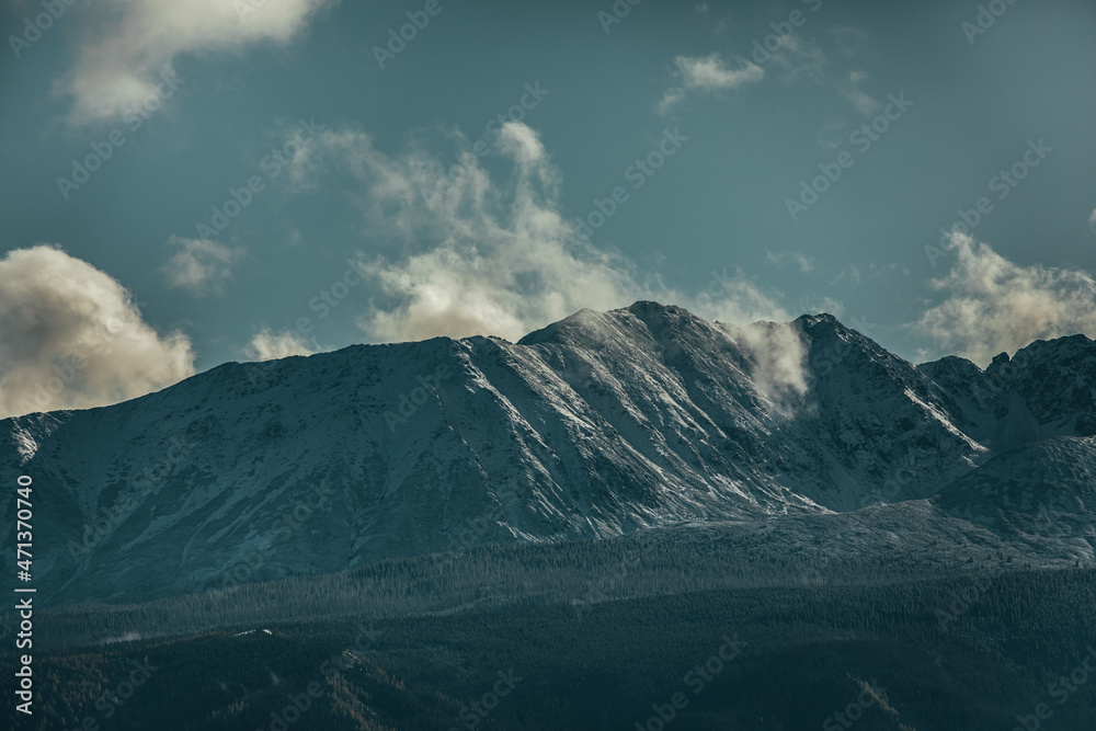 Tatra Mountains in Poland, View in Cloudy Weather, November.