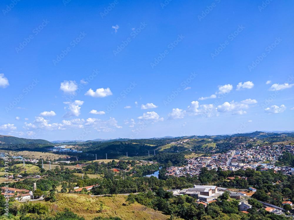 panoramic photo of the city of pirapora do bom jesus hills rio sky