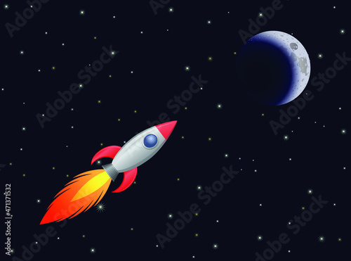 Vintage rocket to the moon