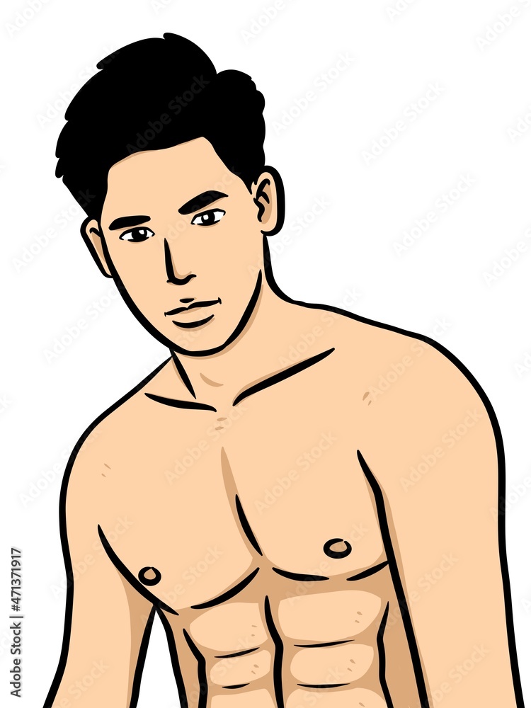 Fototapeta premium cute man cartoon on white background