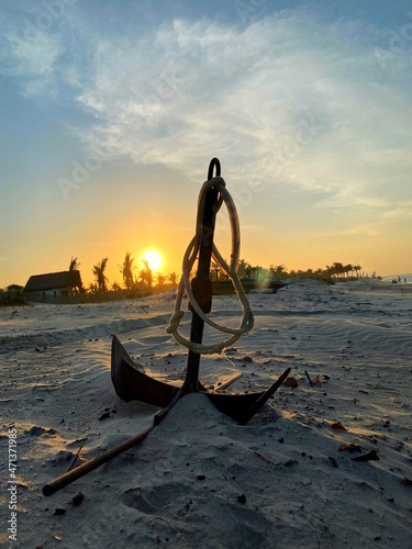 anchor on the beach