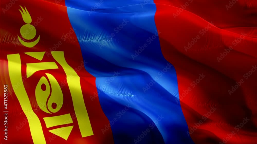 Mongolian flag. 3d Mongolia flag waving video. Sign of Mongolia seamless loop animation. Mongolian flag HD resolution Background. Mongolia flag Closeup 1080p HD video for Independence Day,Victory day
