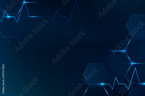 Medical technology science background vector in blue with blank space