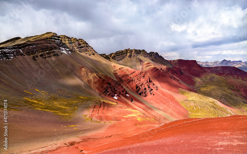 Red Valley at Vinicunca Rainbow Mountain near Cusco in Peru