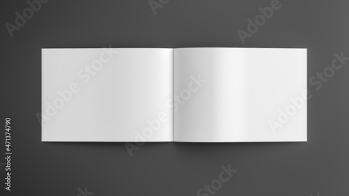 Horizontal brochure or booklet mock up on black background.