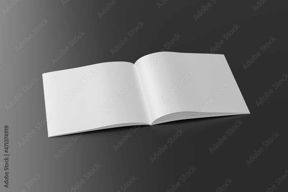Horizontal brochure or booklet mock up on black background. Horizontal brochure or booklet mock up on black background.