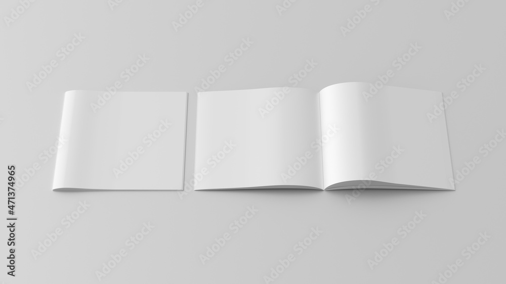 Square brochure or booklet mock up on white background. Square brochure or booklet mock up on white background.