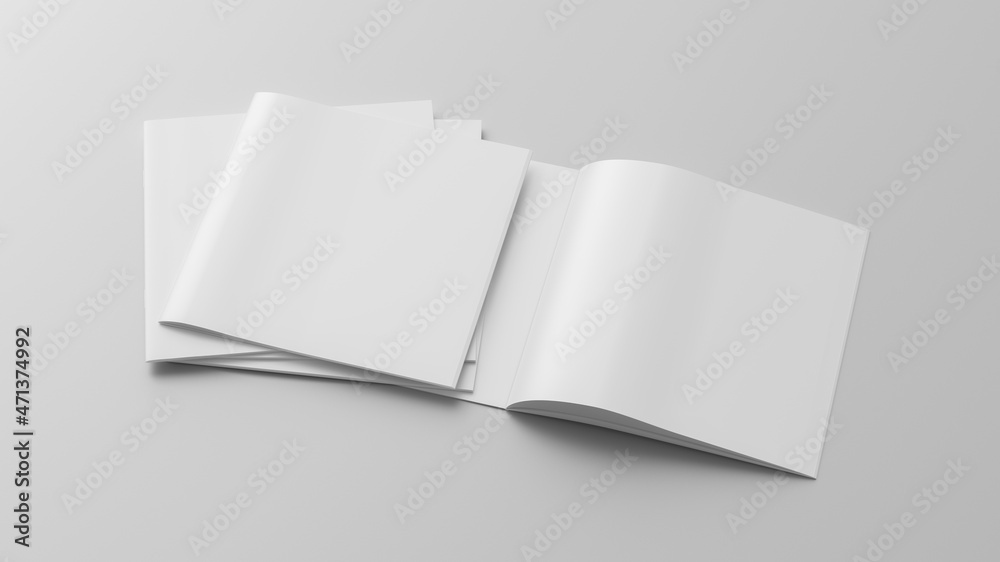 Square brochure or booklet mock up on white background. Square brochure or booklet mock up on white background.