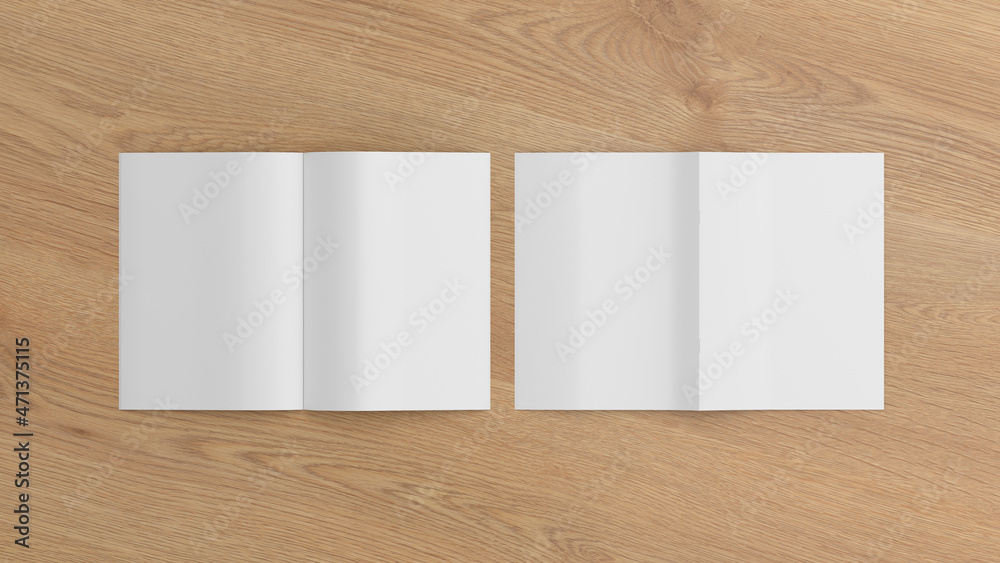 Vertical brochure or booklet mock up on wooden background. Vertical brochure or booklet mock up on wooden background.