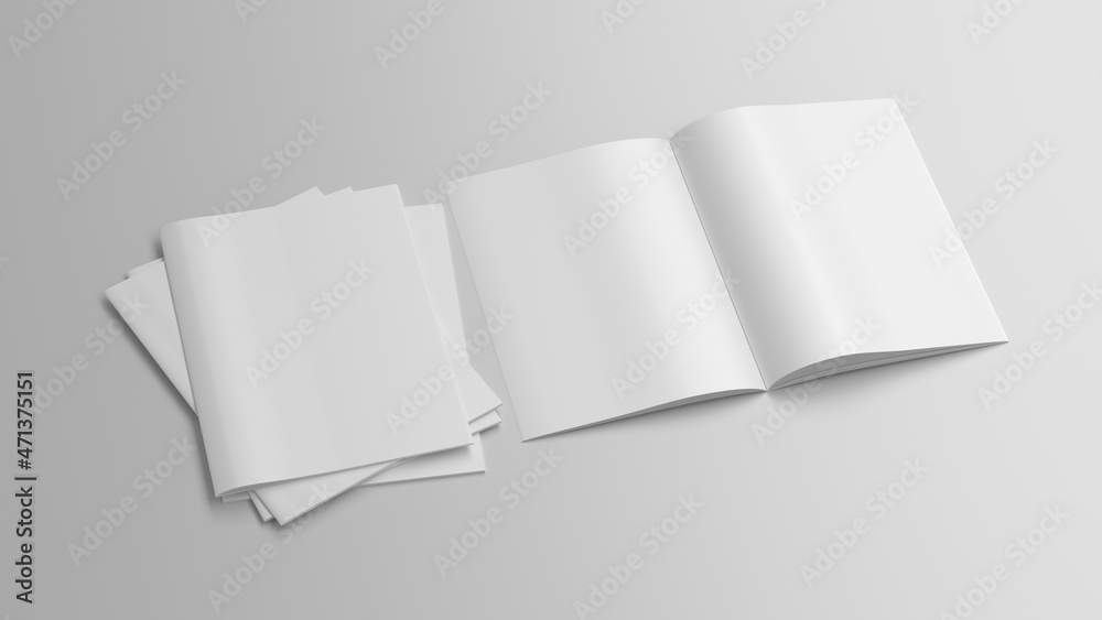 Vertical brochure or booklet mock up on white background. Vertical brochure or booklet mock up on white background.