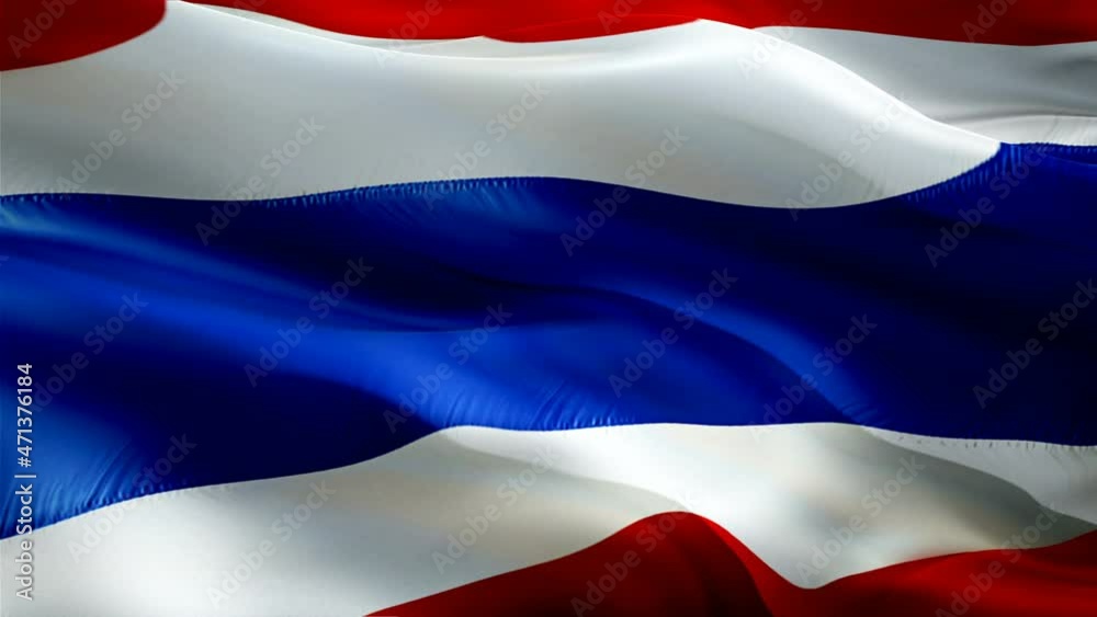 Thailand flag. National 3d Thailand flag waving. Sign of Thai seamless loop animation. Thailand flag HD Background. Thai flag Closeup 1080p Full HD video for presentation. Thai flags for Victory day
