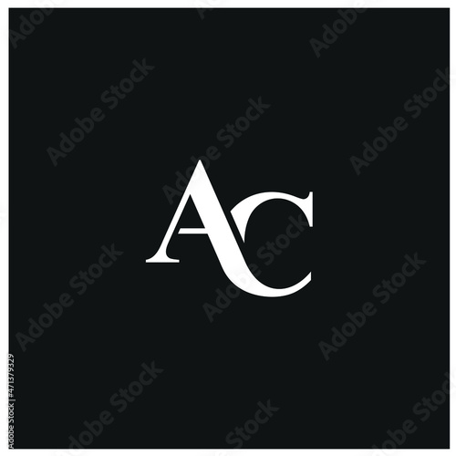 initials AC, logo design icon serif font