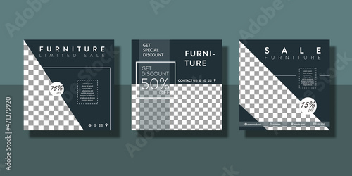 set of furniture promotion sale social media post or flyer template