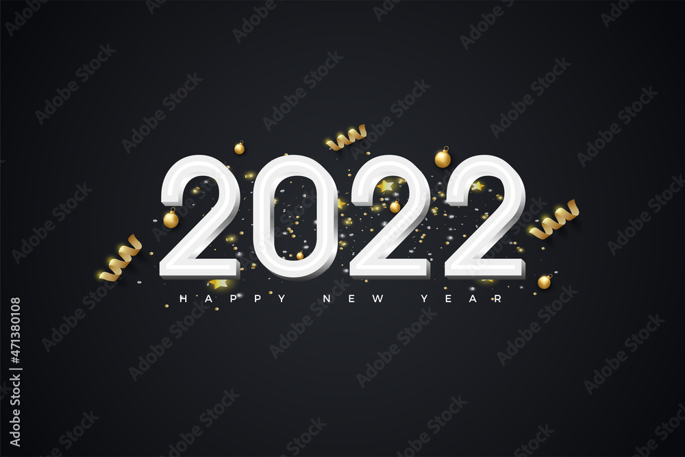 2022 happy new year with black and white concept.