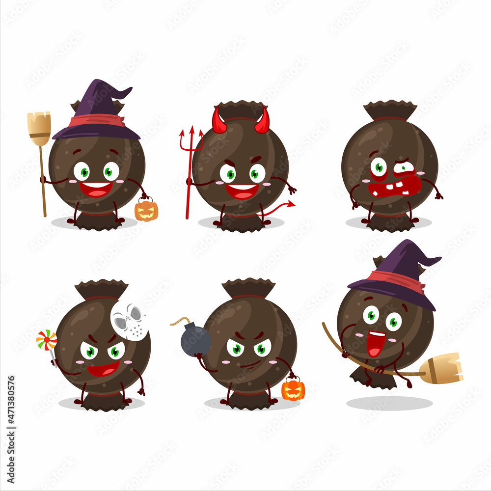 Halloween expression emoticons with cartoon character of chocolate candy wrap Halloween expression emoticons with cartoon character of chocolate candy wrap