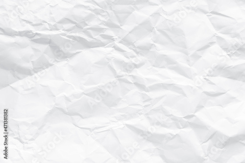 White crumpled paper texture background.
