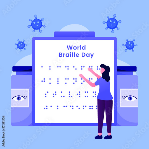 World braille day background design template.