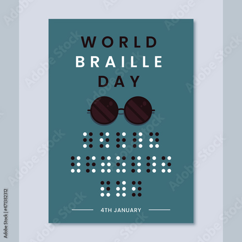 World braille day poster design template.