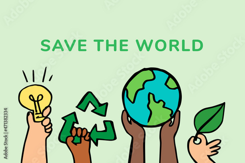 Recycle template vector save the world concept