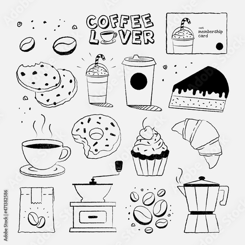 Coffee & cake design element vector set