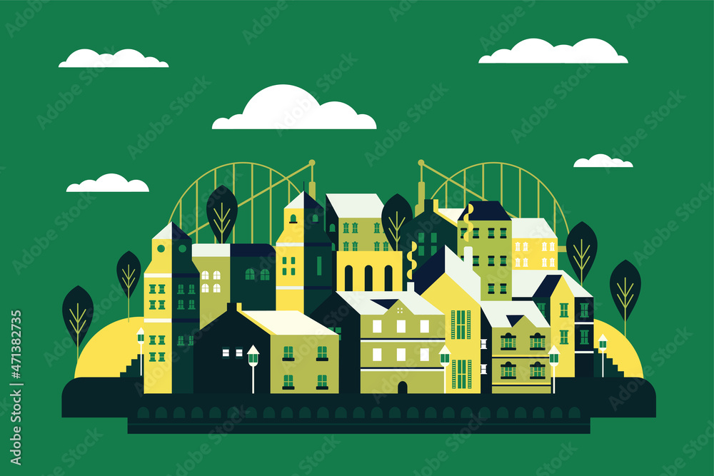 Cityscape  flat design illustration