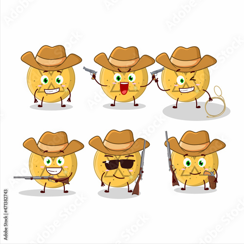 Cool cowboy dalgona candy disagree cartoon character with a cute hat
