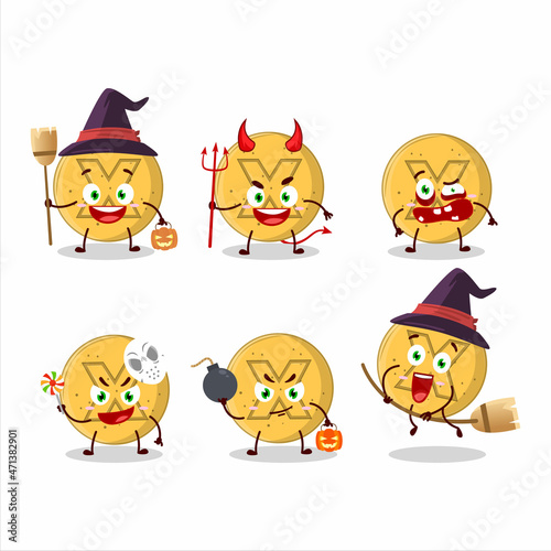 Halloween expression emoticons with cartoon character of dalgona candy disagree