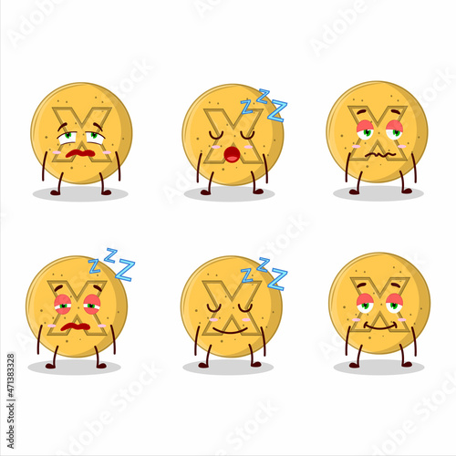 Cartoon character of dalgona candy disagree with sleepy expression