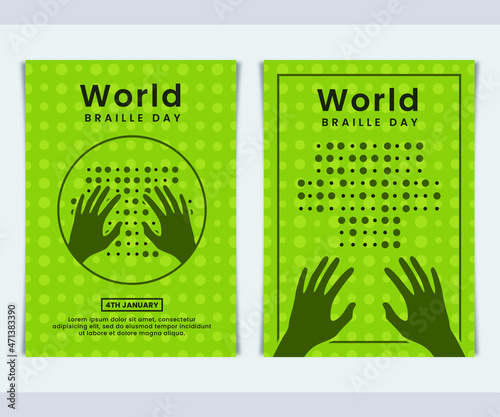 World braille poster background design template