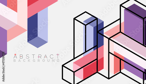 Abstract background. 3d cubes, cubic elements and blocks. Techno or business concept for wallpaper, banner, background, landing page