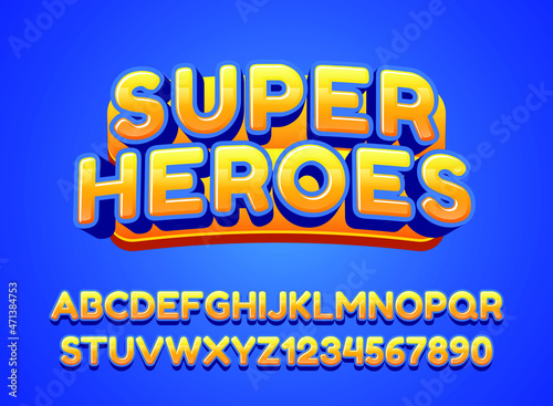 funny 3d blue yellow super heroes text effect