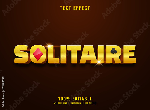 golden solitaire with diamond and club text effect photo