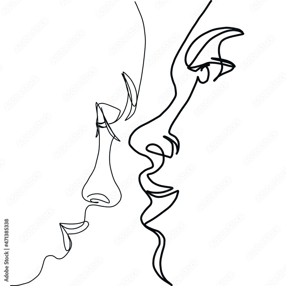 Line Art Abstract Continuous Line Drawing of Set Faces And Hairstyle Line  art Valentines Day Gifts Cutting Board by Creative Modern Art