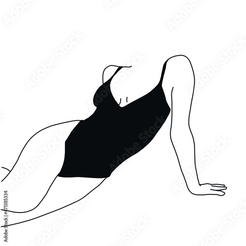 Sensual Linear Woman In Underwear. Woman Body. 
