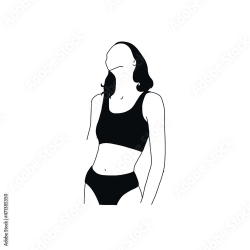 Sensual Linear Woman In Underwear. Woman Body. 