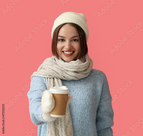 Young woman in stylish wint...