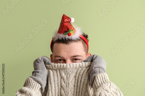 Young man in stylish winter...