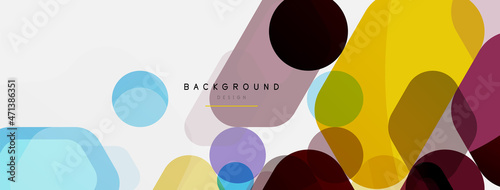 Color bubbles and rounded geometric shapes on white. Vector geometric minimal abstract background for wallpaper, banner, background, landing page